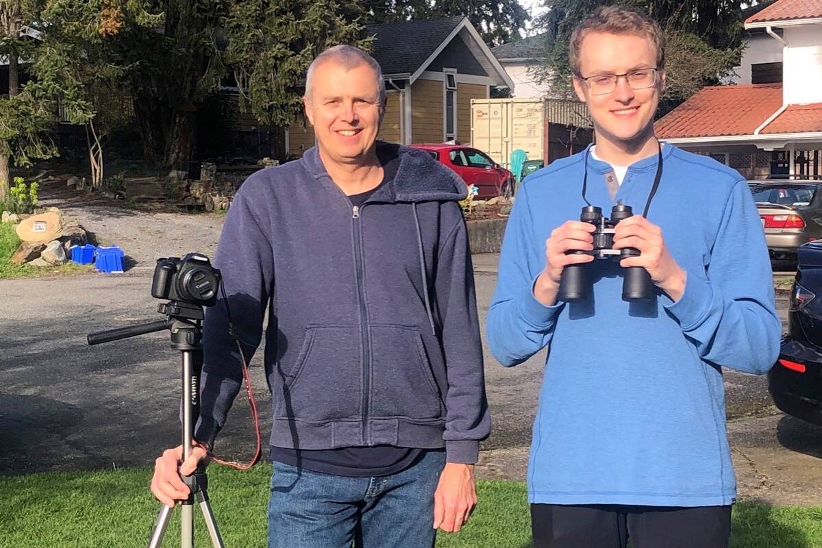 Steve Hickton (left) and Connor Hickton of Saanich are set to chase an eclipse, travelling to Texas ahead of the April 8 event. (Courtesy Steve Hickton)
