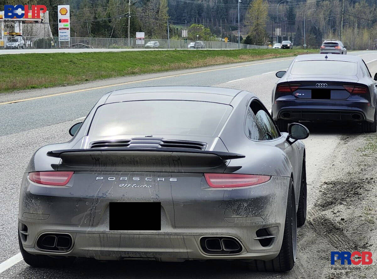 These two vehicles were clocked going over 200 kilometres per hour in Chilliwack. (BC Highway Patrol)