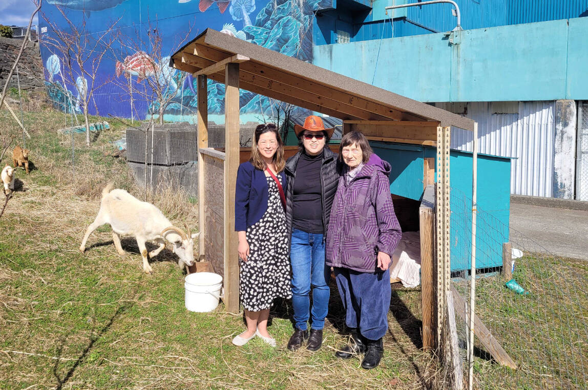 From left to right: Hannah Lee, Teresa Lee and Nancy Golinia. Donations from the proposed petting days will go to the Prince Rupert Wildlife Centre, which is run by Golinia. (Seth Forward/The Northern View)