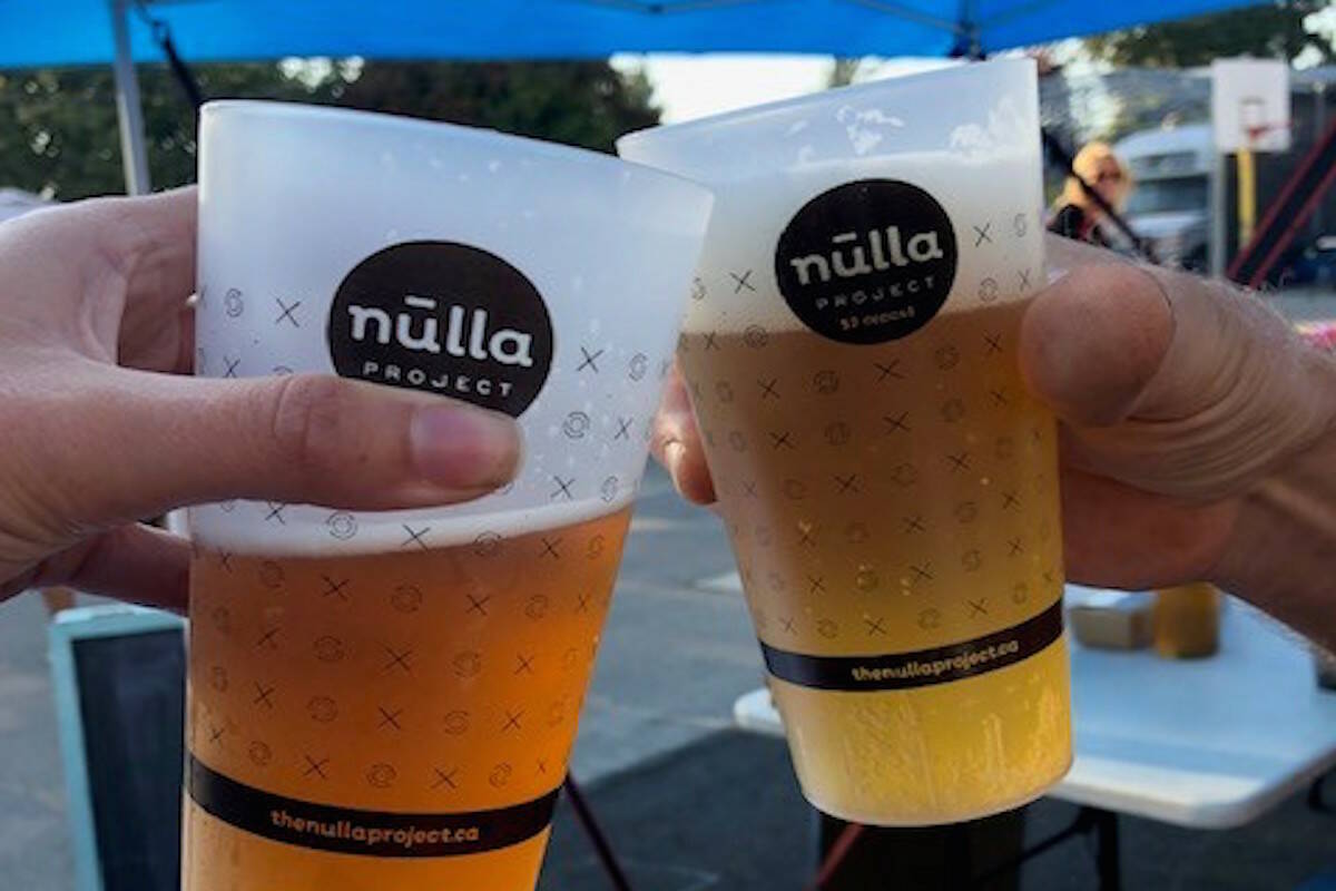 Businesses are invited to join a Victoria organization’s program that helps them reduce waste and pollution from their operations. Nulla’s reusable glass that’s been used at some Greater Victoria markets in the summer. (Photo courtesy of The Nulla Project)