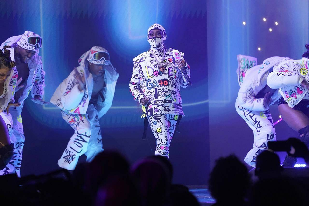 FILE - Missy Elliott performs “Lose Control” at the 65th annual Grammy Awards on Sunday, Feb. 5, 2023, in Los Angeles. (AP Photo/Chris Pizzello, File)