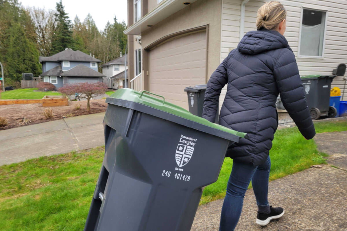 Cindy Holtus, resident in North Langley, said her green waste bin was recently replaced after the previous one cracked in the middle. (Kyler Emerson/Langley Advance Times)