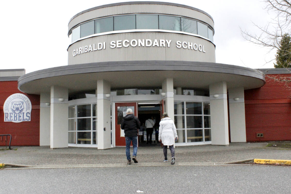 Ridge Meadows RCMP had a strong presence at Garibaldi Secondary on Tuesday, April 9 after a student made a threat on Snapchat. (Brandon Tucker/The News)