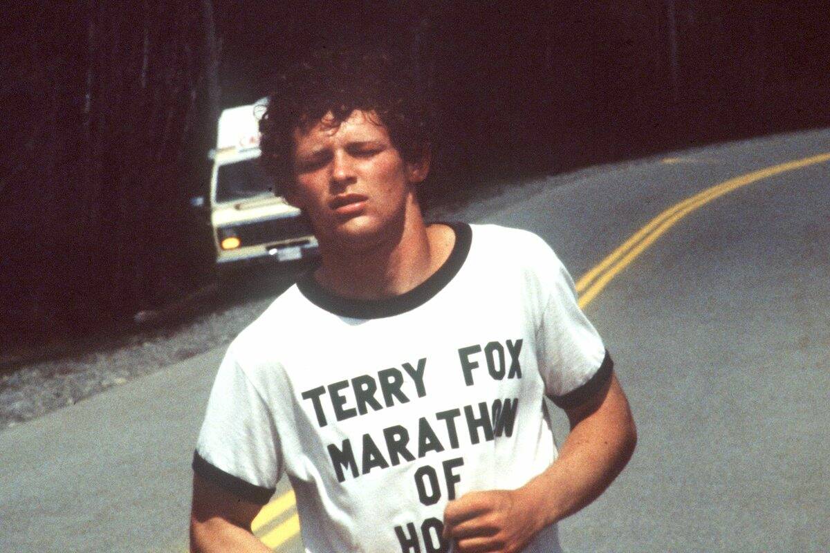 Terry Fox during his Marathon of Hope run in 1980. (Canadian Press photo)
