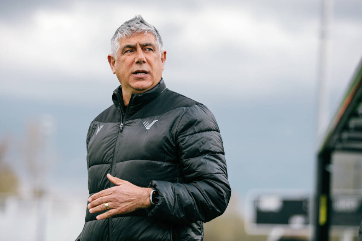 Head coach Afshin Ghotbi leads the Vancouver Football Club (VFC) into its second season of professional soccer out of their home pitch in Langley. The home opener is happening Sunday, April 14 at 4 p.m. at Willoughby Stadium. (Beau Chevalier,Vancouver FC/Special to Langley Advance Times)