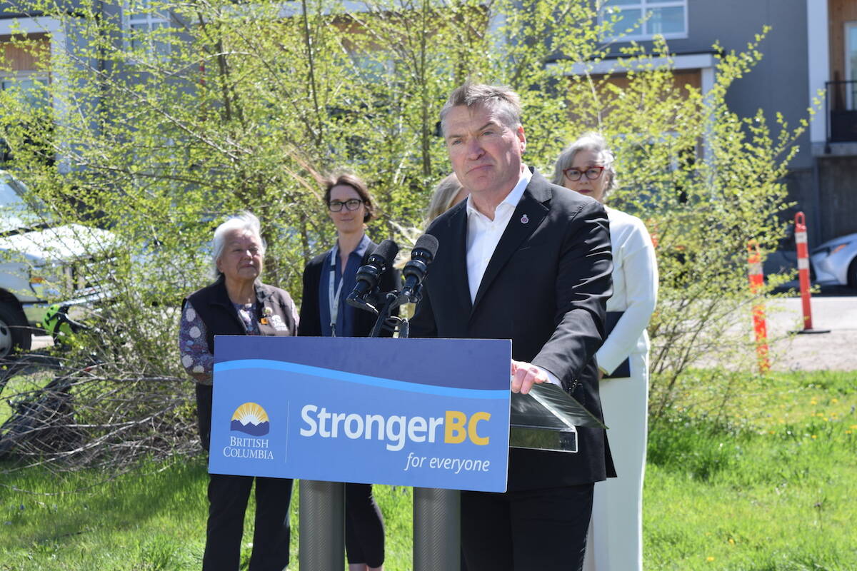 Kelowna Mayor Tom Dyas making an announcement on complex care housing in Kelowna on April 15, 2024. (Brittany Webster/Capital News)