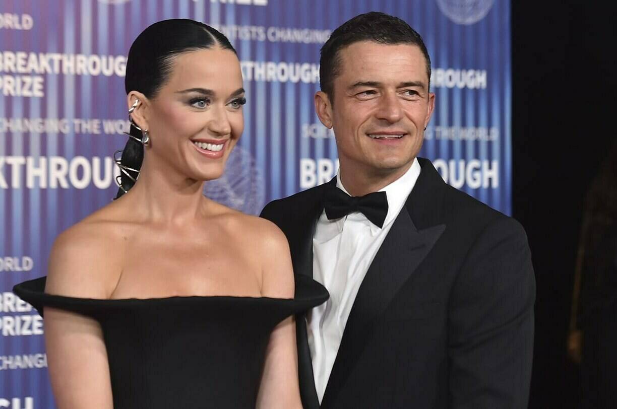 Katy Perry, left, and Orlando Bloom arrive at the tenth Breakthrough Prize Ceremony on Saturday, April 13, 2024, at the Academy Museum of Motion Pictures in Los Angeles. (Photo by Jordan Strauss/Invision/AP)