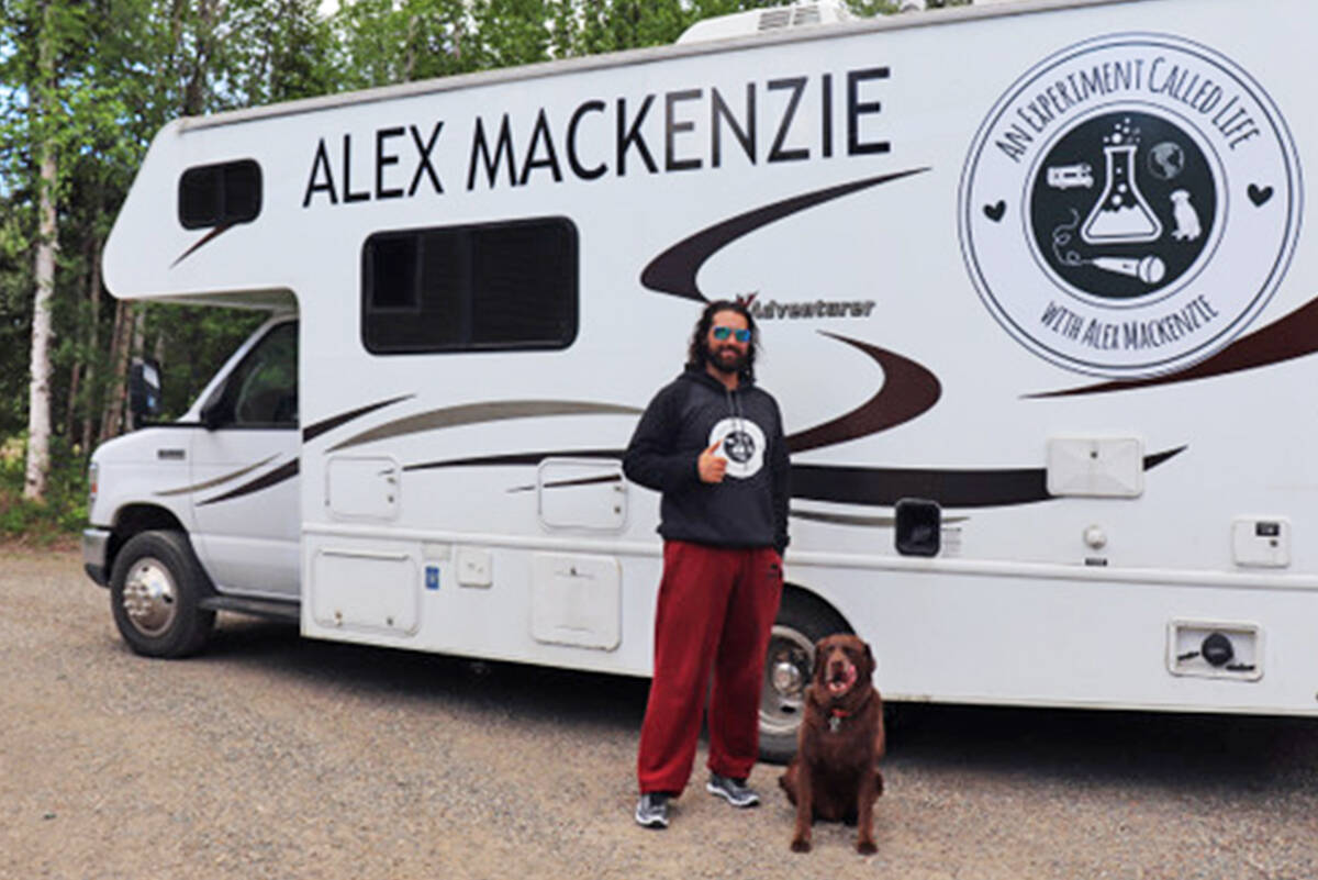 Alex Mackenzie loves living as a comedian on the road in his RV with his faithful companion Finlay. The Prince George comedian will be coming to Prince Rupert on April 25. (Photo submitted)