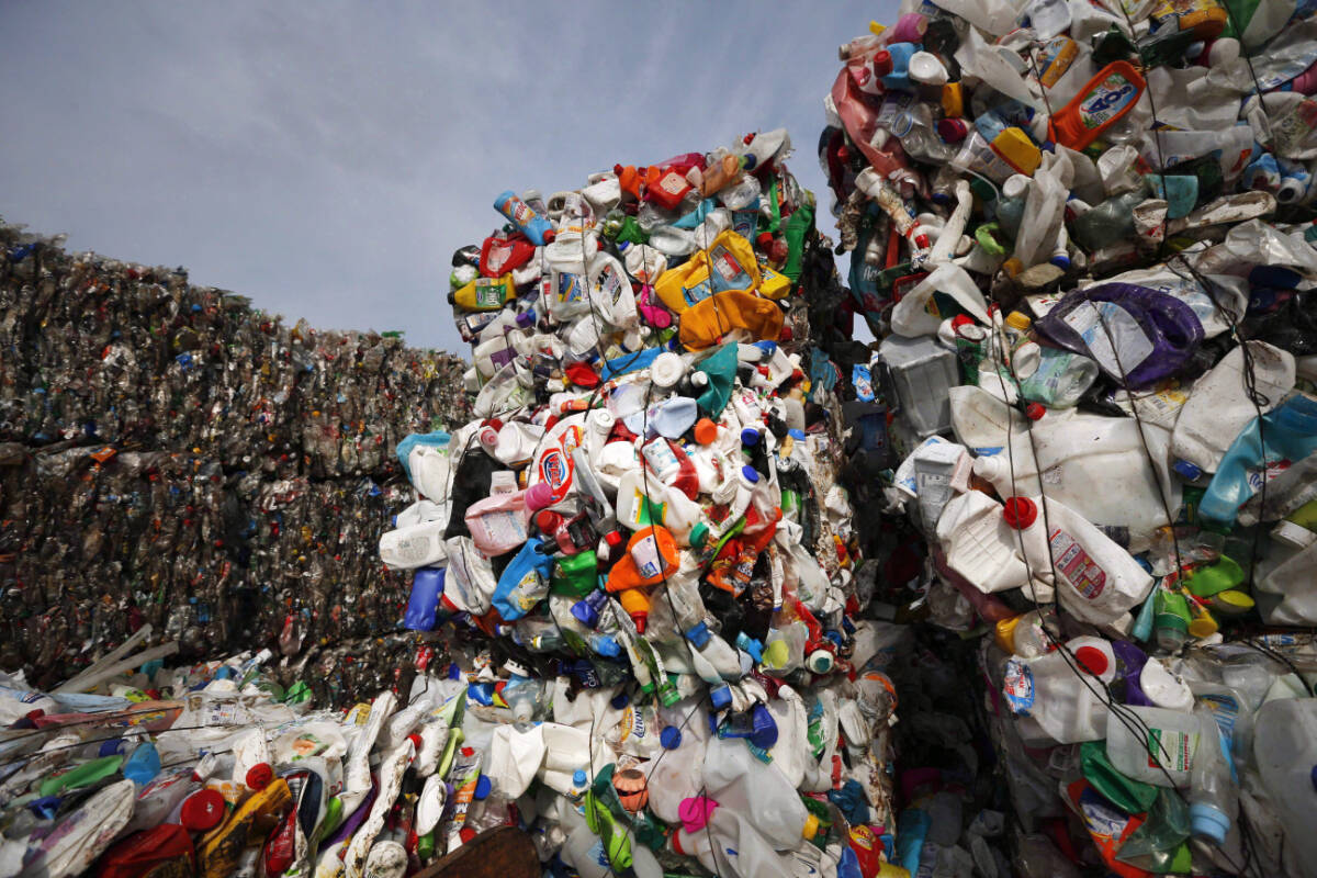 Plastic trash is compacted into bales for further processing at the waste processing dump on the outskirts of Minsk, Belarus on March 12, 2015. THE CANADIAN PRESS/AP, Sergei Grits