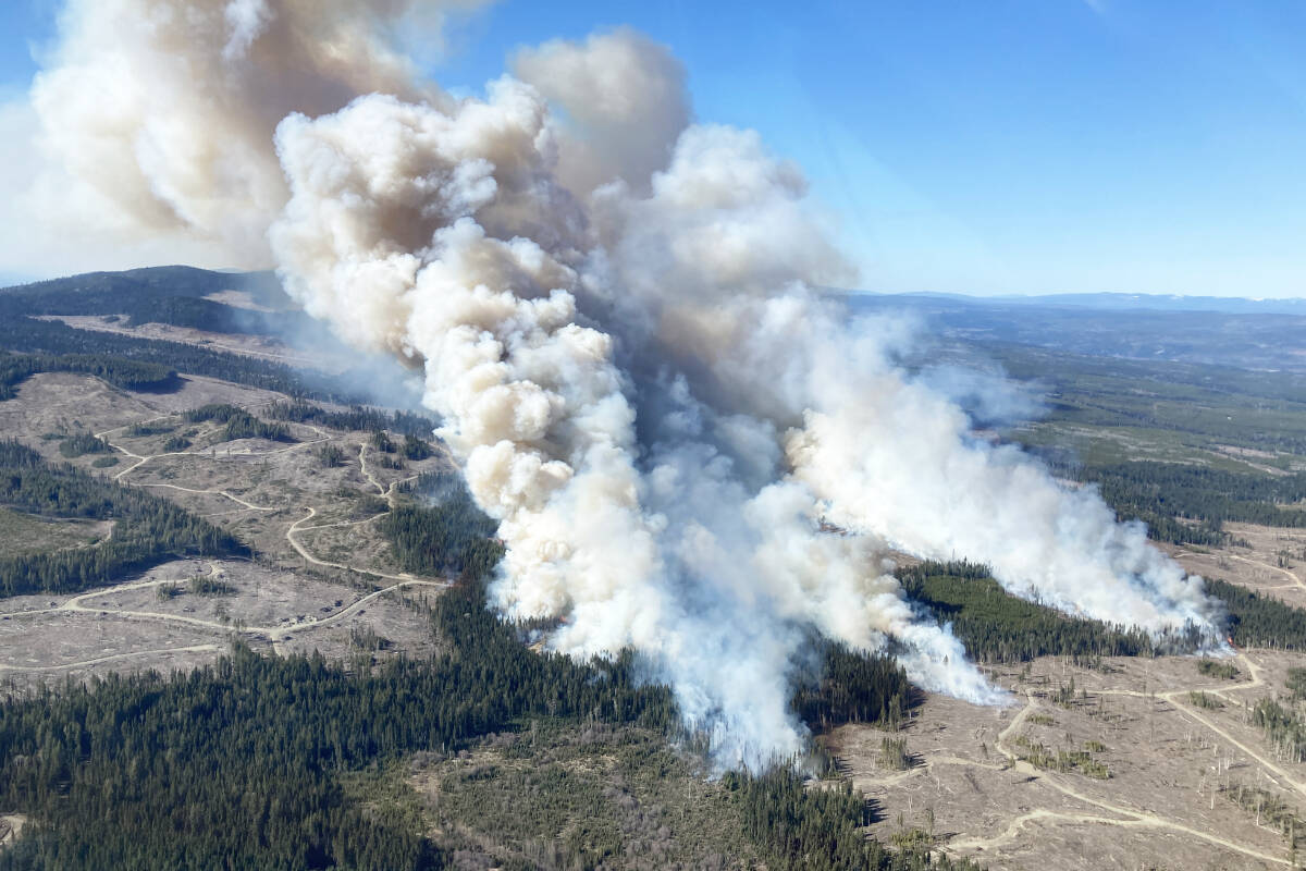 The BC Wildfire Service is responding to multiple wildfires within the Cariboo Fire Centre Saturday, April 20. The largest fire is the Burgess Creek Wildfire (C20117), located 45 kilometres south of Quesnel and is approximately 1,600 hectares in size. (BC Wildfire Service photo)