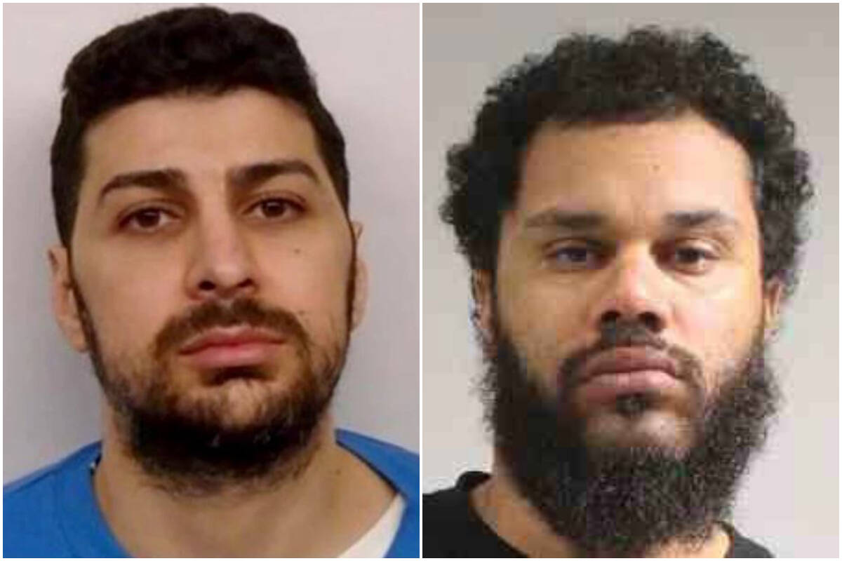 Rabih Alkhalil, left, is wanted by RCMP for conspiracy to commit murder after escaping a B.C. jail and Cody Casey is wanted by the Vancouver Police Department for drugs and firearms offences. (Bolo handouts)