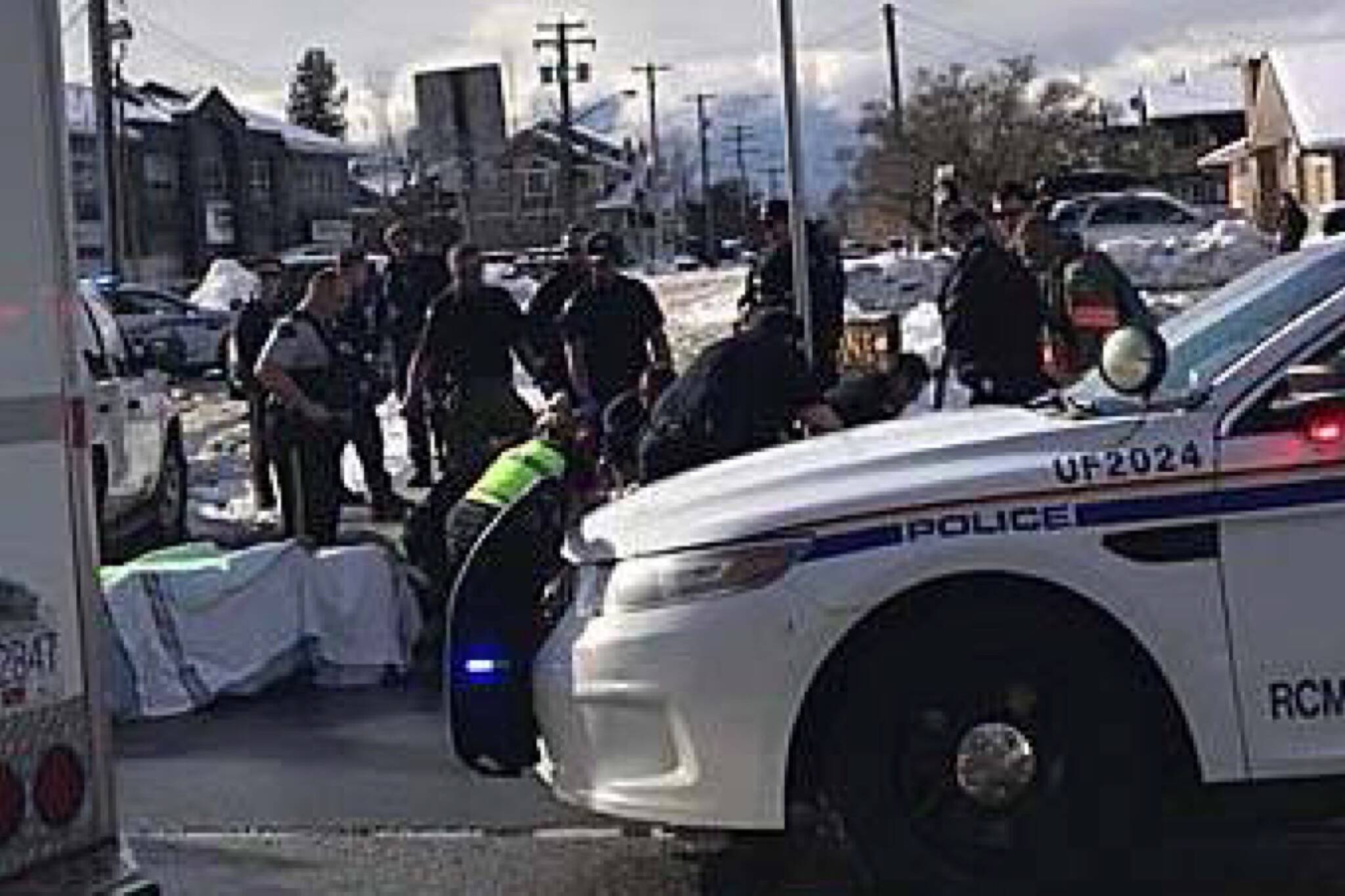 Paramedics at the scene where David Meadows died following a struggle with police on Vedder Road in Chilliwack on Feb. 24, 2018. (Submitted photo)