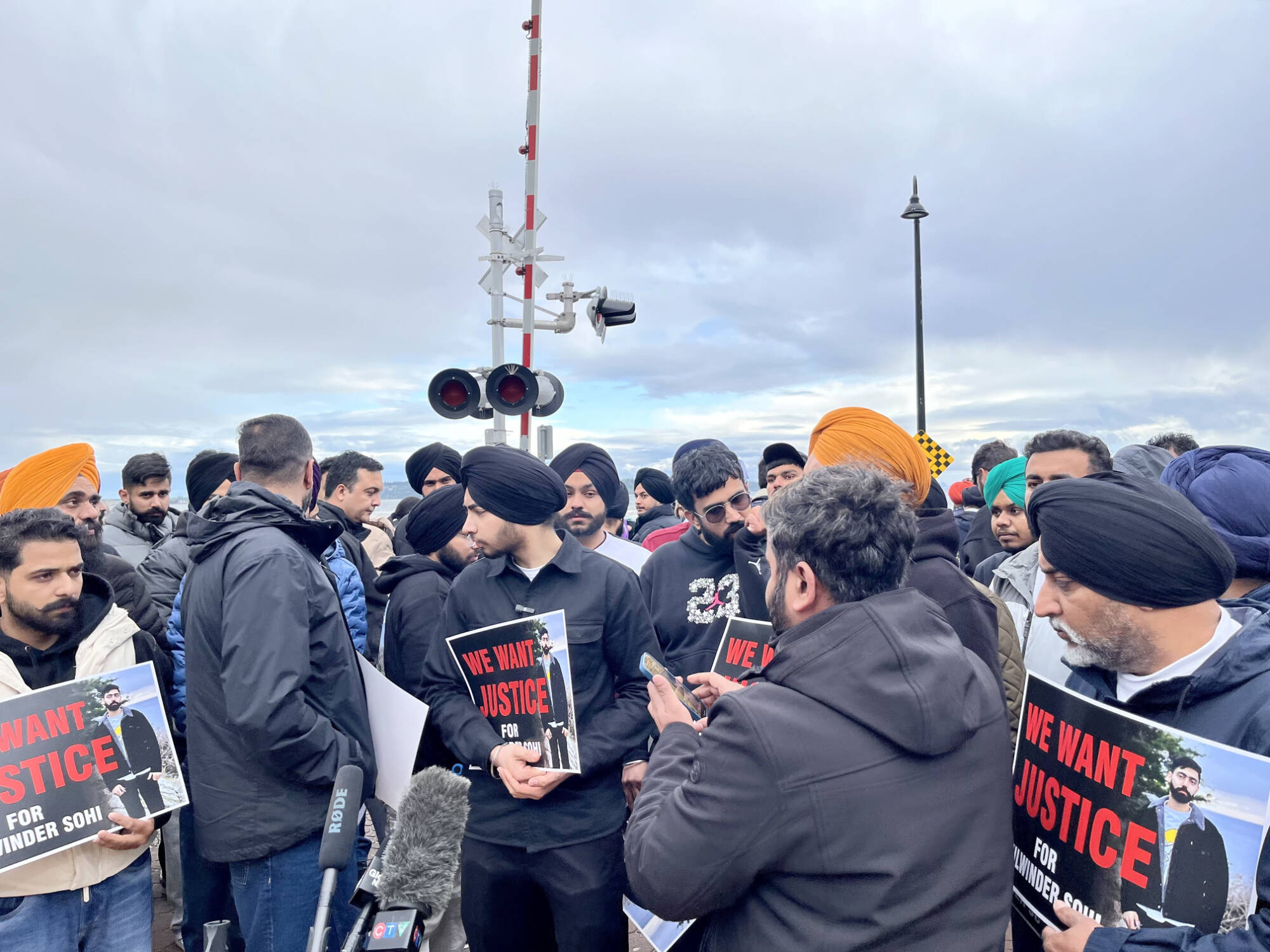 Family, friends and members of the community showed up to show their support for Kulwinder Singh Sohi at a waterfront vigil on Sunday (April 28). Sohi was the victim of a stabbing attack on Tuesday night (April 23), two night after another stabbing near the same area. (Tricia Weel photo)