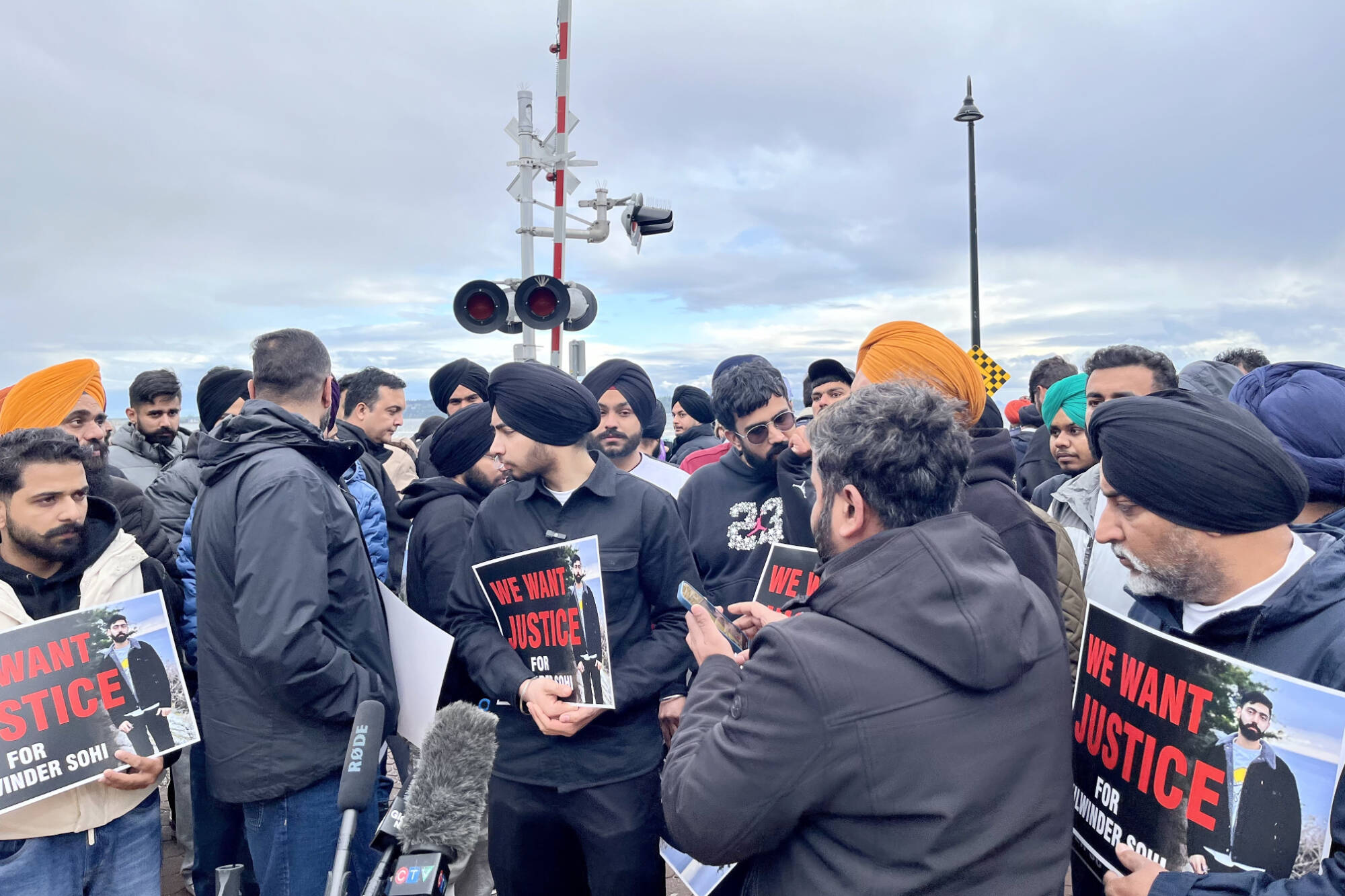 Police have made an arrest in relation to the fatal stabbing in White Rock April 23, which claimed the life of Kulwinder Singh Sohi. A vigil was held to honour his memory on Sunday night. (Tricia Weel photo)