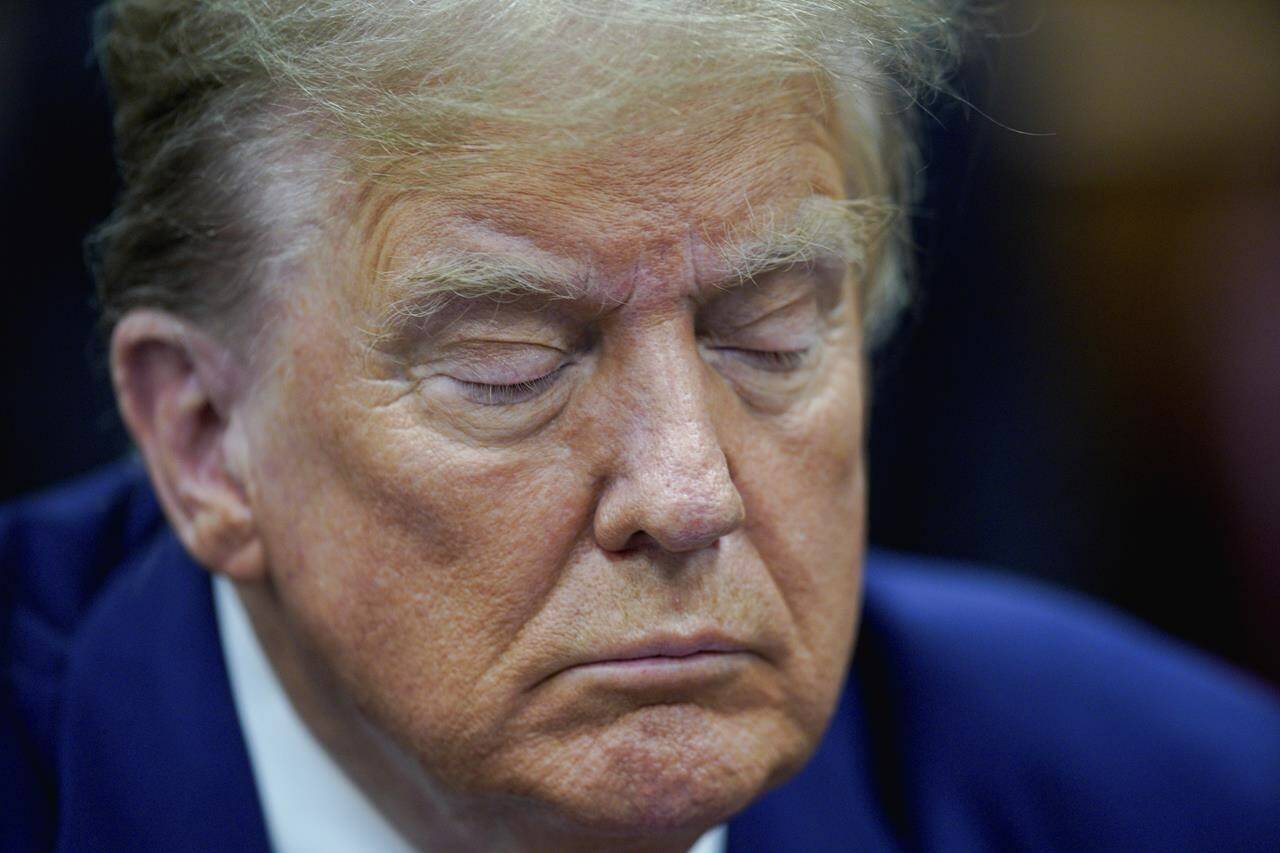 Former President Donald Trump awaits the start of proceedings at Manhattan criminal court, Tuesday, April 30, 2024, in New York. (Eduardo Munoz/Pool Photo via AP)