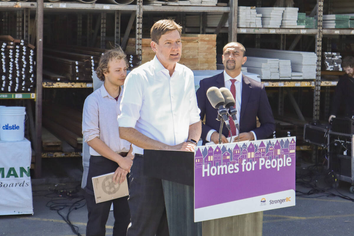 B.C. Premier David Eby announced a three-year Secondary Suite Incentive Program on Thursday, May 2 in an effort to provide more affordable rental homes across the province. (Bailey Seymour/Vic News)