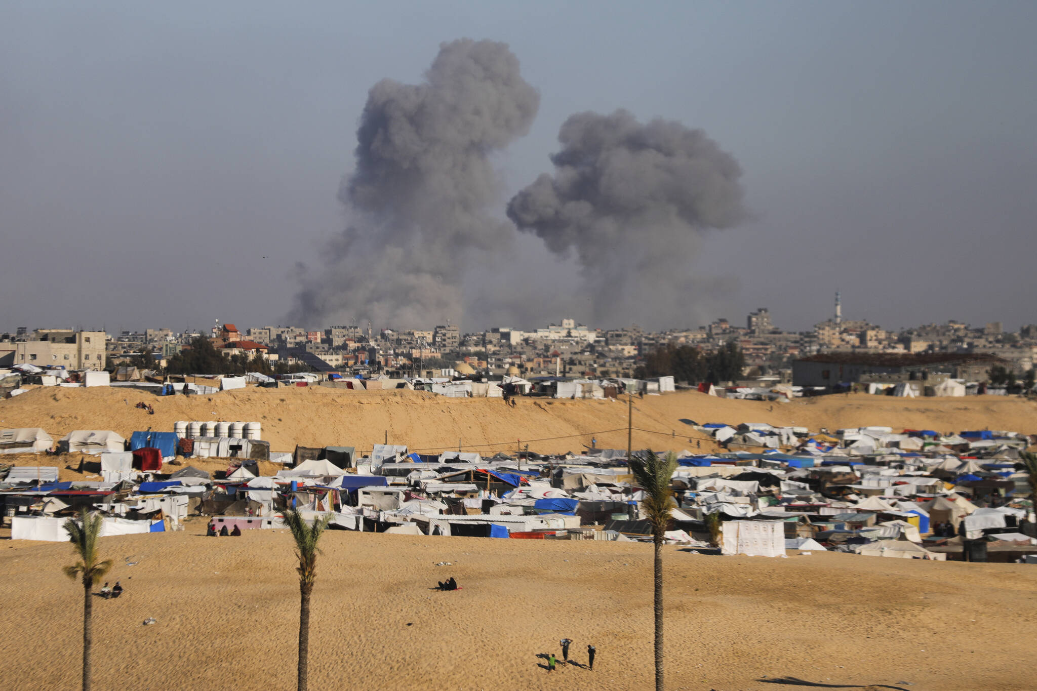Smoke rises following an Israeli airstrike east of Rafah, Gaza Strip, Monday, May 6, 2024. B’nai Brith Canada reports a spike in anti-Semitic incidents in Canada that coincided with the aftermath of the Hamas’ attack on Israel on Oct. 7.	(AP Photo/Ismael Abu Dayyah)