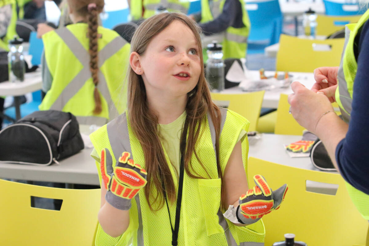 Students from Pitt Meadows Elementary were the first community group to ever get a tour of the Amazon distribution facility in Pitt Meadows. (Brandon Tucker/The News)