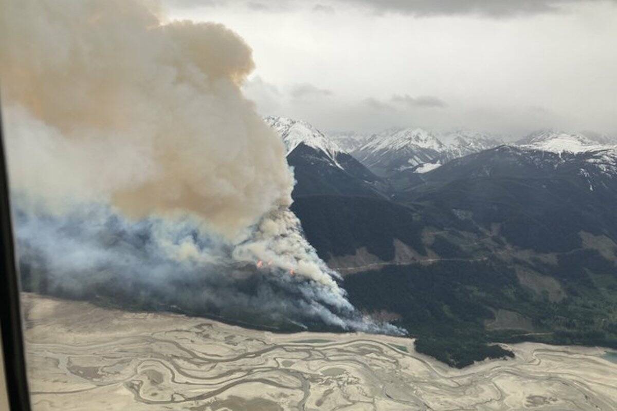 BC Wildfire Service is currently responding to the Truax Creek wildfire. The blaze is now estimated at 50 hectares in size. (BC Wildfire Service / X)