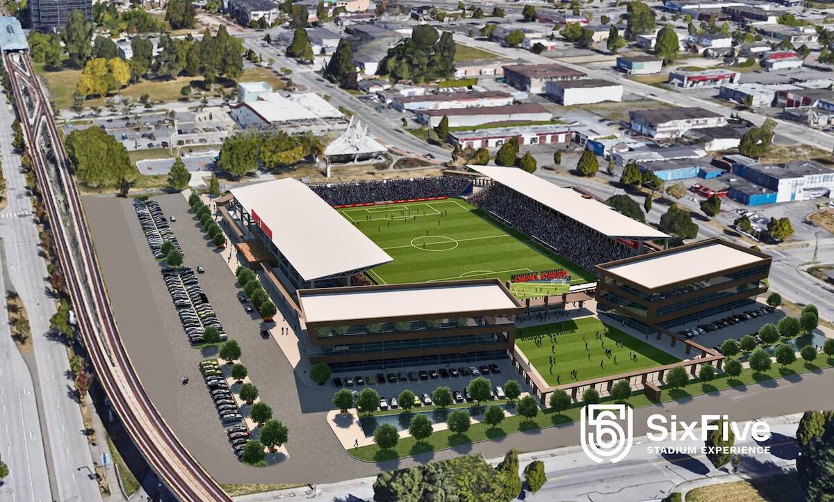 One of two stadium concepts pitched for Tom Binnie Park in Surrey by SixFive Stadium Experience, a Vancouver-based company. (Contributed image)
