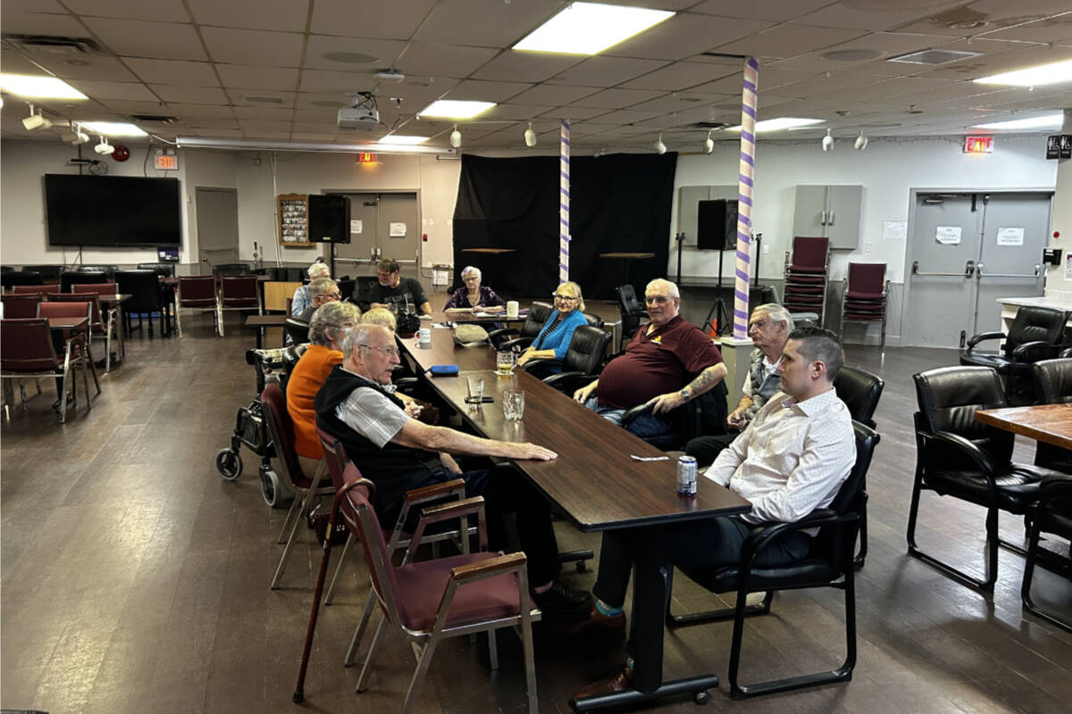 Members of the PPCLI Veterans’ Association chat following their meeting on May 9, 2024. The association meets on the second Thursday of every month at the Chilliwack-Vedder Branch 295 Legion (Stefan Luciani/Chilliwack Progress)