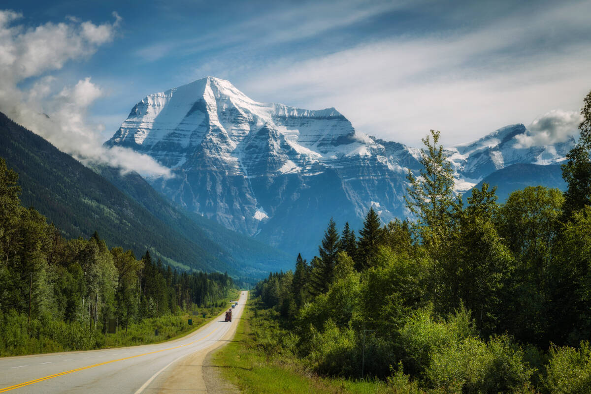 Scenic Yellowhead Highway in Mt. Robson Provincial Park. No matter where you roadtrip in British Columbia, wonderful experiences await!