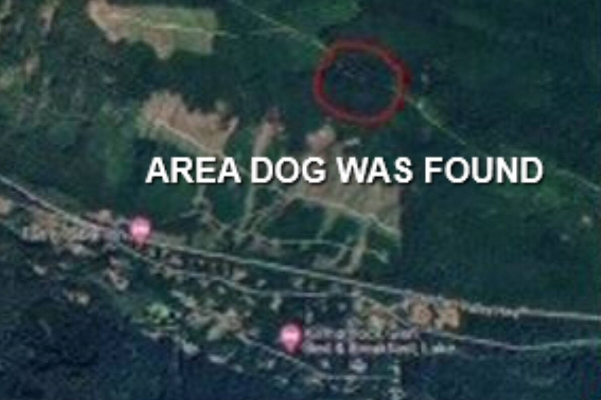 The area where the dead dog was found is circled in red on map. (Courtesy of FLED)