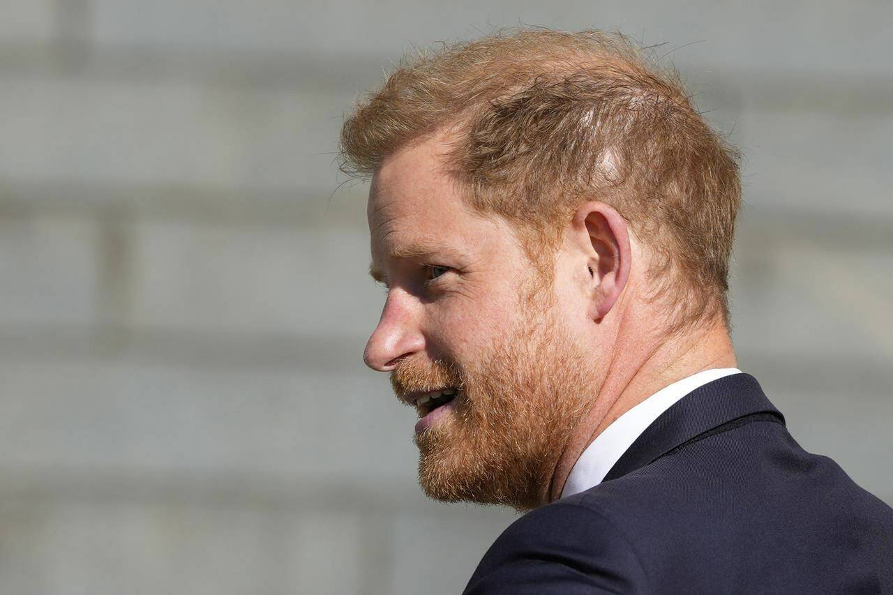 Prince Harry looks round as he arrives at St Paul’s Cathedral for a ‘Service of Thanksgiving’ celebrating 10 years of the Invictus Games Foundation, in London, Wednesday, May 8, 2024. (AP Photo/Kirsty Wigglesworth)