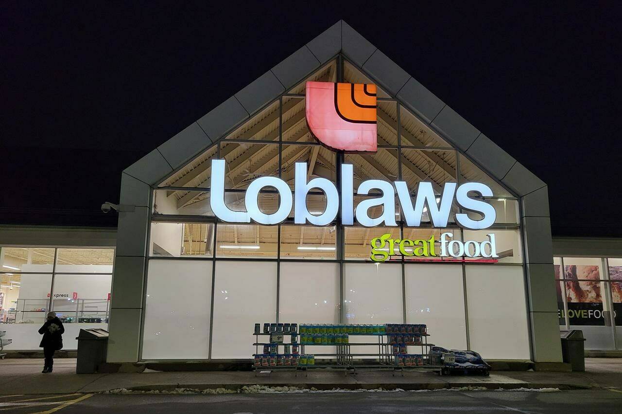 A Loblaws grocery store is shown at a Bowmanville, Ont. shopping centre on Tuesday Feb. 28, 2023. Almost two-thirds of Canadians feel that inflation at the grocery store is getting worse, a new poll suggests, even as food inflation has been steadily cooling. THE CANADIAN PRESS/Doug Ives