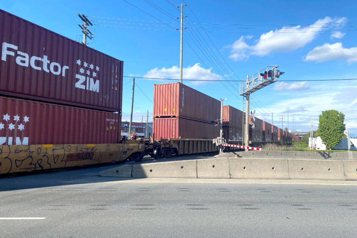 Trains are at a standstill through Langley after a fatal incident involving a pedestrian late in the afternoon on Wednesday, May 22. (Matthew Claxton/Langley Advance Times)