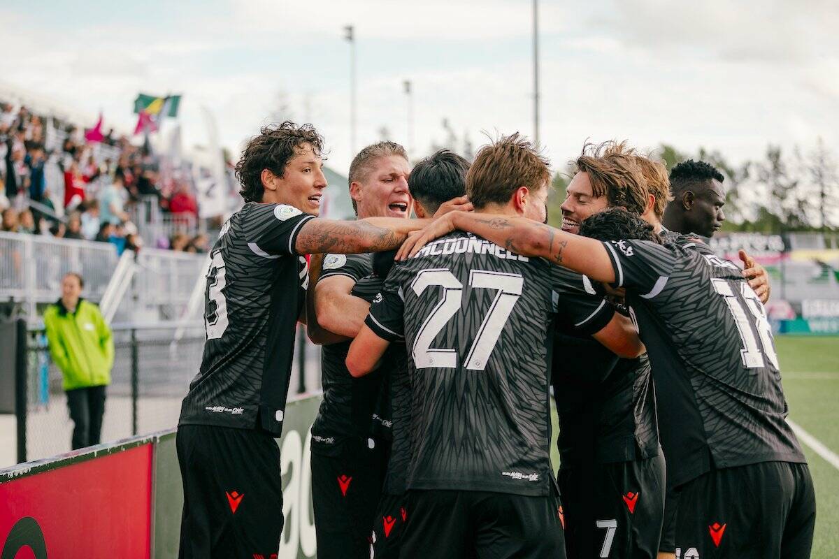 Vancouver FC won their third straight Salish Sea Derby match on Saturday, May 25, defeating Vancouver Island rivals Pacific FC 2-1 at Willoughby Community Park in Langley to climb to second place in the Canadian Premier League table. (Special to Langley Advance Times)