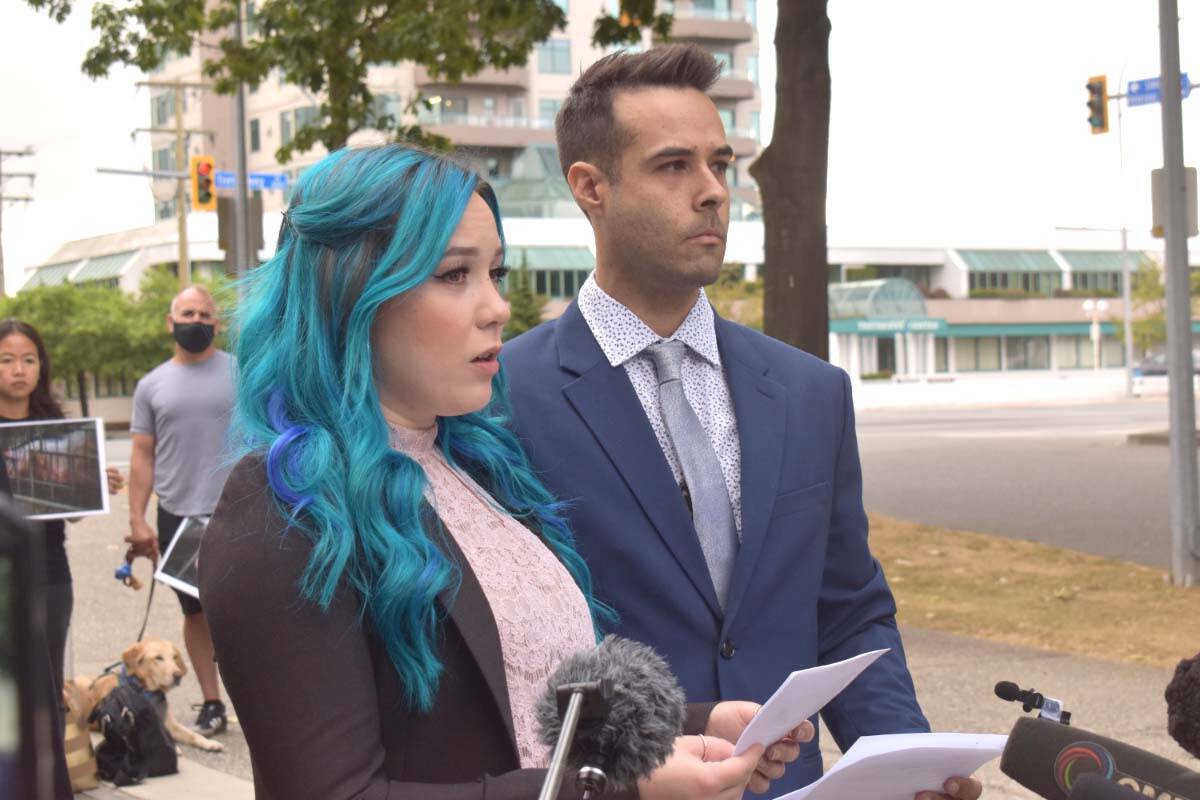Amy Soranno and Nick Schafer are appealing their sentences in relation to a protest in April 2019 at an Abbotsford hog farm. (Ben Lypka/Abbotsford News)