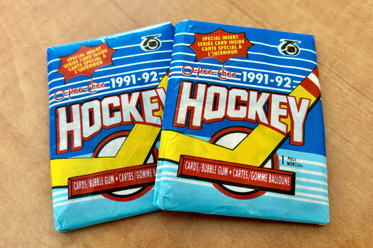 A pack of unopened hockey cards from 1991-92, sent in by a reader. (Philip Wolf photo)