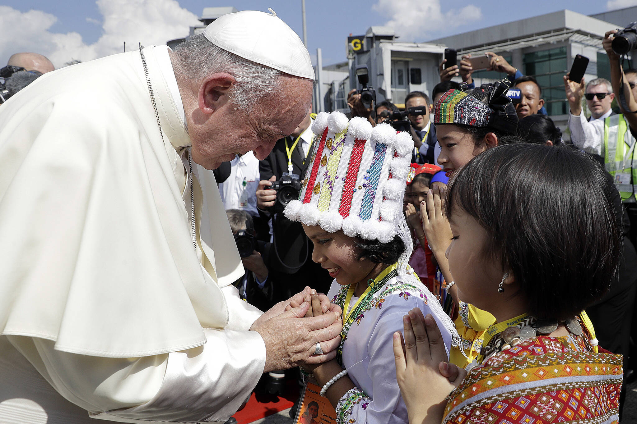 Pope Francis seen here in Myanmar in 2017 has accepted an invitation to visit Canada as a step toward healing and reconciliation. (AP Photo/Andrew Medichini)