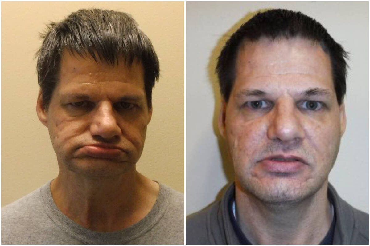 Photos of convicted sex offender Randall Hopley taken in 2018 and 2019, show Hopley with different hair styles and a different appearance. Hopley was issued an 18-month prison sentence on May 24, 2024 for breaching his long-term supervision order in 2022 and 2023. (Vancouver Police Department handout)
