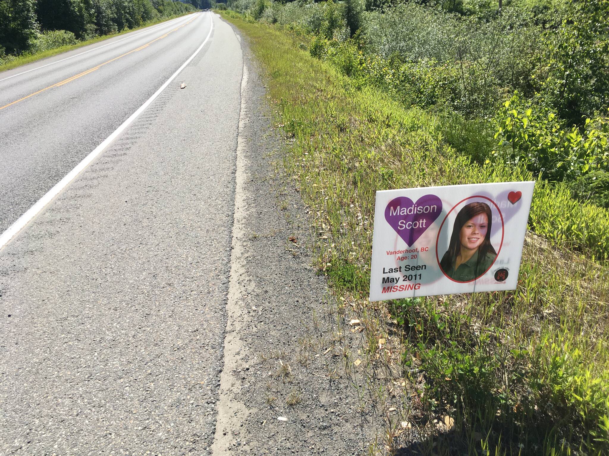 Madison Scott has been one of the region’s missing people featured on Tears to Hope relay signs over the years. Missing since 2011, her remains were found this May near her hometown of Vanderhoof. (File photo)