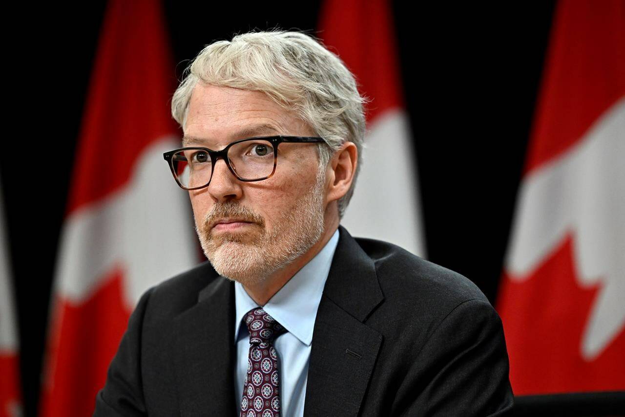 The privacy commissioners of Canada and British Columbia have launched an investigation into a Victoria-based company that performs background checks on tenants and others. Privacy Commissioner of Canada Philippe Dufresne takes part in a news conference in Ottawa, on Thursday, Feb. 29, 2024. THE CANADIAN PRESS/Justin Tang
