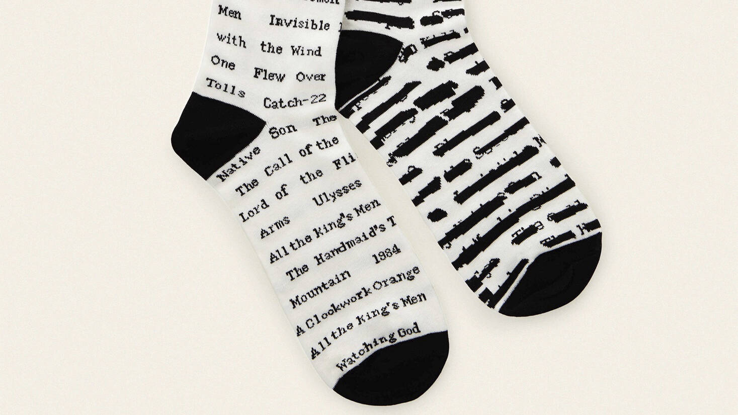 This photo shows anti-censorship socks from Uncommon Goods. Whether you go big, small or DIY, there are lots of ways to please dad on Father’s Day. (Uncommon Goods via AP)