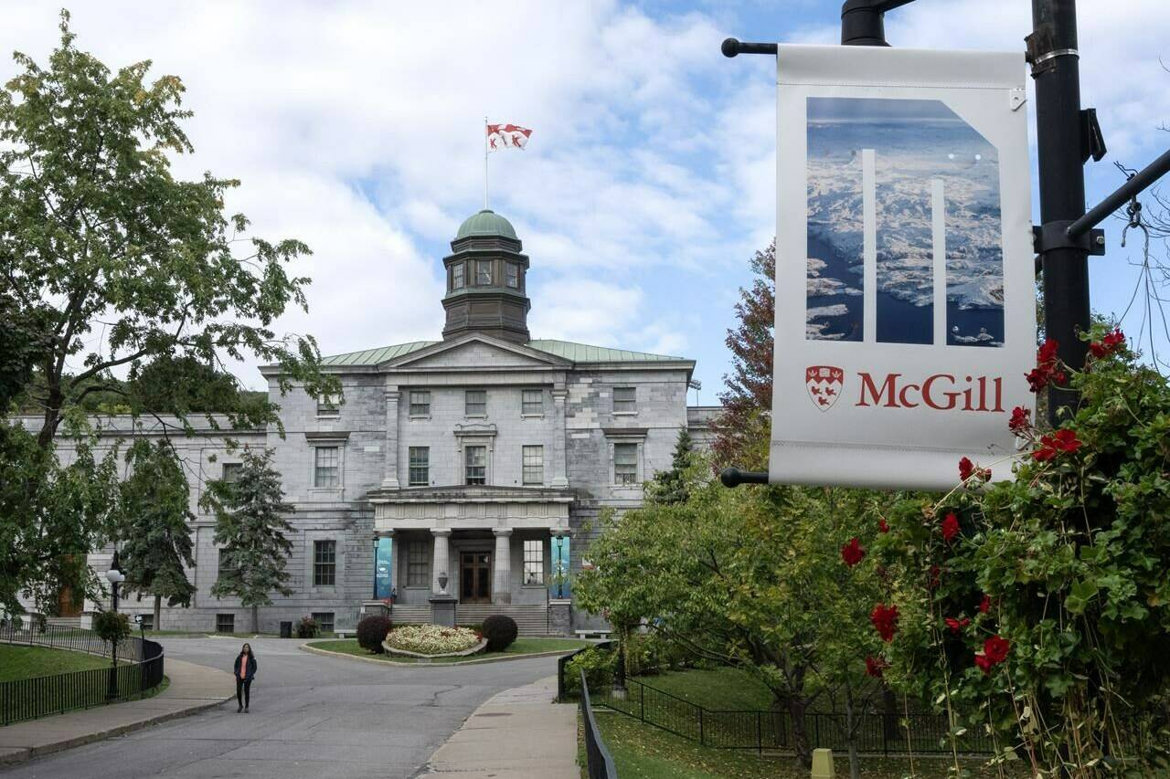 McGill University is shown in Montreal on Friday, October 13, 2023. Canada’s leading research universities warn that a proposed foreign influence transparency registry could have an unintended “chilling effect” on international partnerships, meaning Canada misses out on cutting-edge opportunities. THE CANADIAN PRESS/Ryan Remiorz