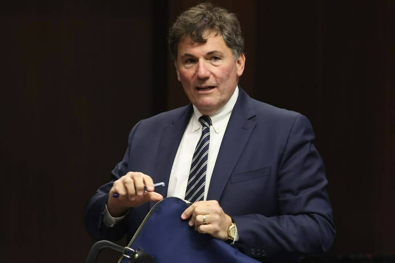 Minister of Public Safety Dominic LeBlanc arrives to appear before the Senate Standing Committee on National Security, Defence and Veterans Affairs in Ottawa, on Wednesday, June 12, 2024. Leblanc has told the British Columbia government Ottawa will continue to back the RCMP as the province’s contract police force serving many cities and rural and remote areas amid an ongoing force transition. THE CANADIAN PRESS/ Patrick Doyle