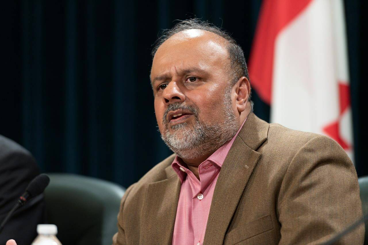 Saskatchewan’s Provincial Chief Medical Health Officer Dr. Saqib Shahab speaks during an update on COVID-19 at the Legislative Building in Regina on Wednesday March 11, 2020. THE CANADIAN PRESS/Michael Bell