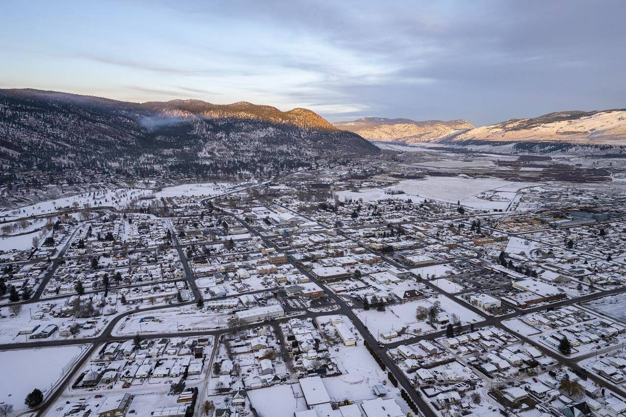 Merritt, B.C., is pictured Thursday, December 9, 2021. Members of a British Columbia First Nation who were evacuated more than 90 days ago when a nearby river changed course during the province’s catastrophic floods are returning home. THE CANADIAN PRESS/Jonathan Hayward