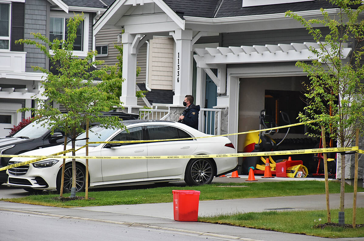 Ridge Meadows RCMP are on scene of a shooting an McDougal Street in Maple Ridge. (Neil Corbett/The News)