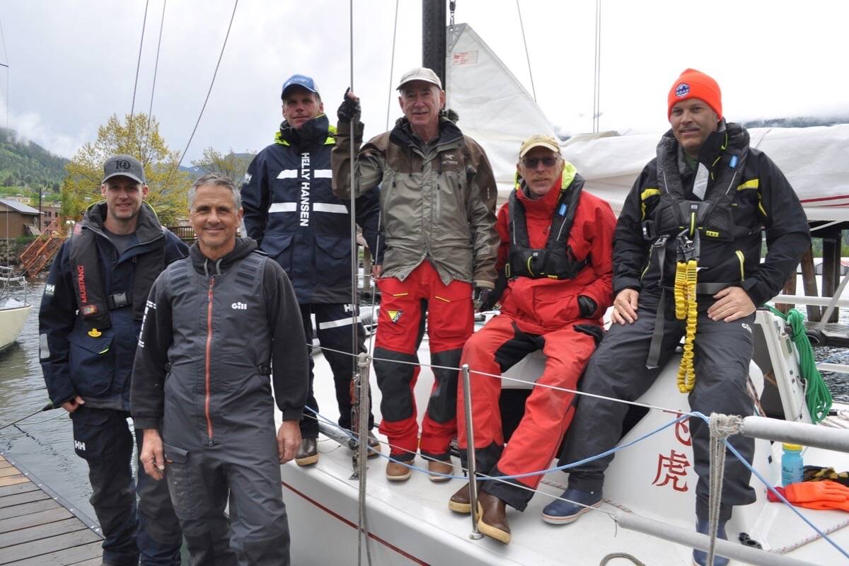 The Kootenay Pedalwheelers, L-R: Mike Sagal, Jay Blackmore, Mike Bowick, Doug Kennedy, Roger Hassol and Todd Kettner. The team is set to sail in the 1,200-km Race to Alaska. Photo: Tyler Harper