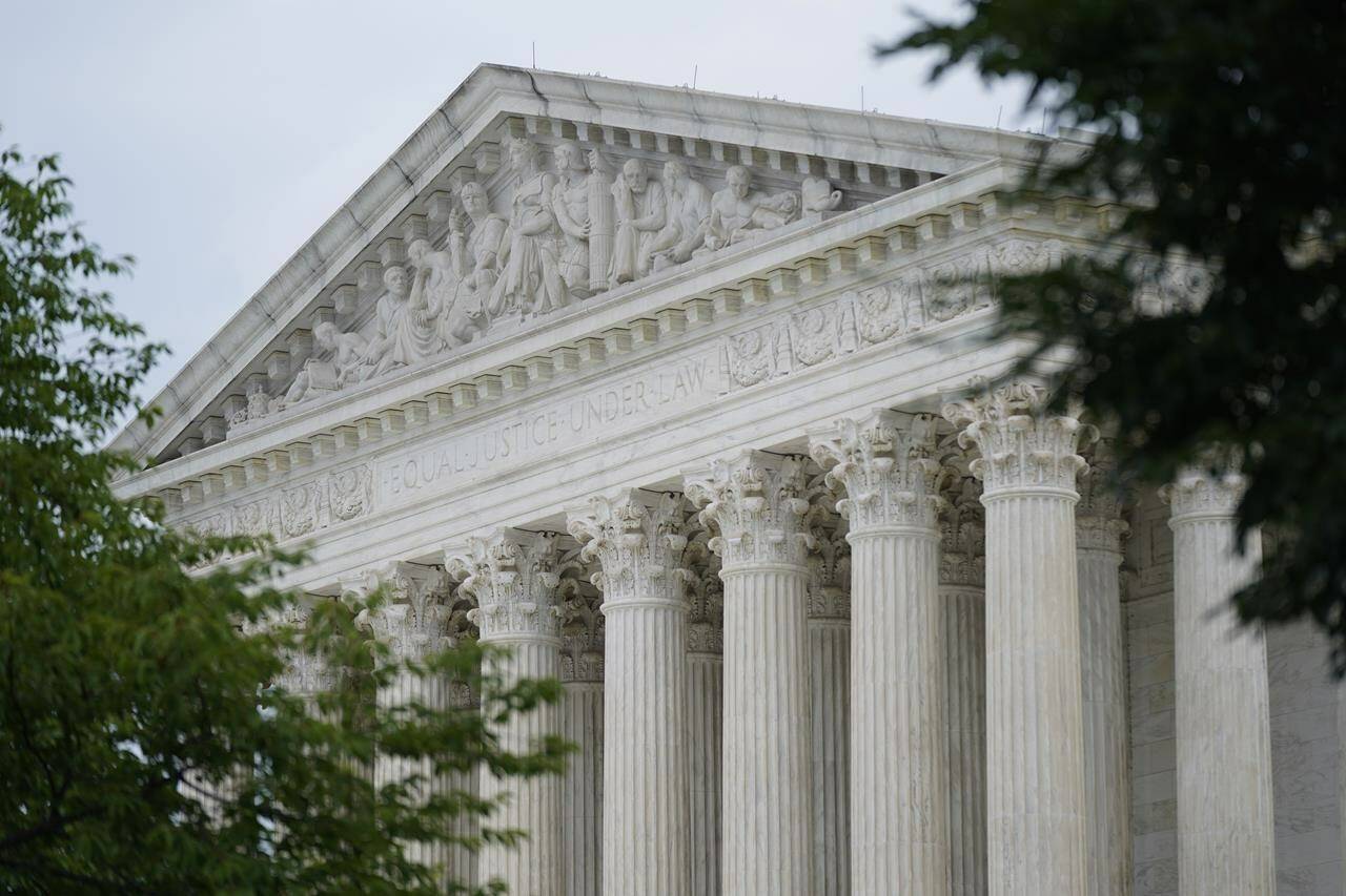 FILE - The U.S. Supreme Court building in Washington, Monday, June 27, 2022. The satirical site The Onion has some serious things to say in defense of parody. The online humor publication has filed a Supreme Court brief in support of a man who was arrested and prosecuted for making fun of the Parma, Ohio, police force on social media. (AP Photo/Patrick Semansky, File)