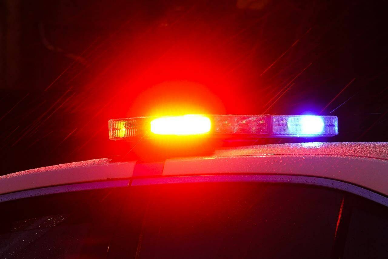 Flashing lights on a police car are shown in Philadelphia, Monday, Jan. 17, 2022. THE CANADIAN PRESS/AP/Matt Rourke