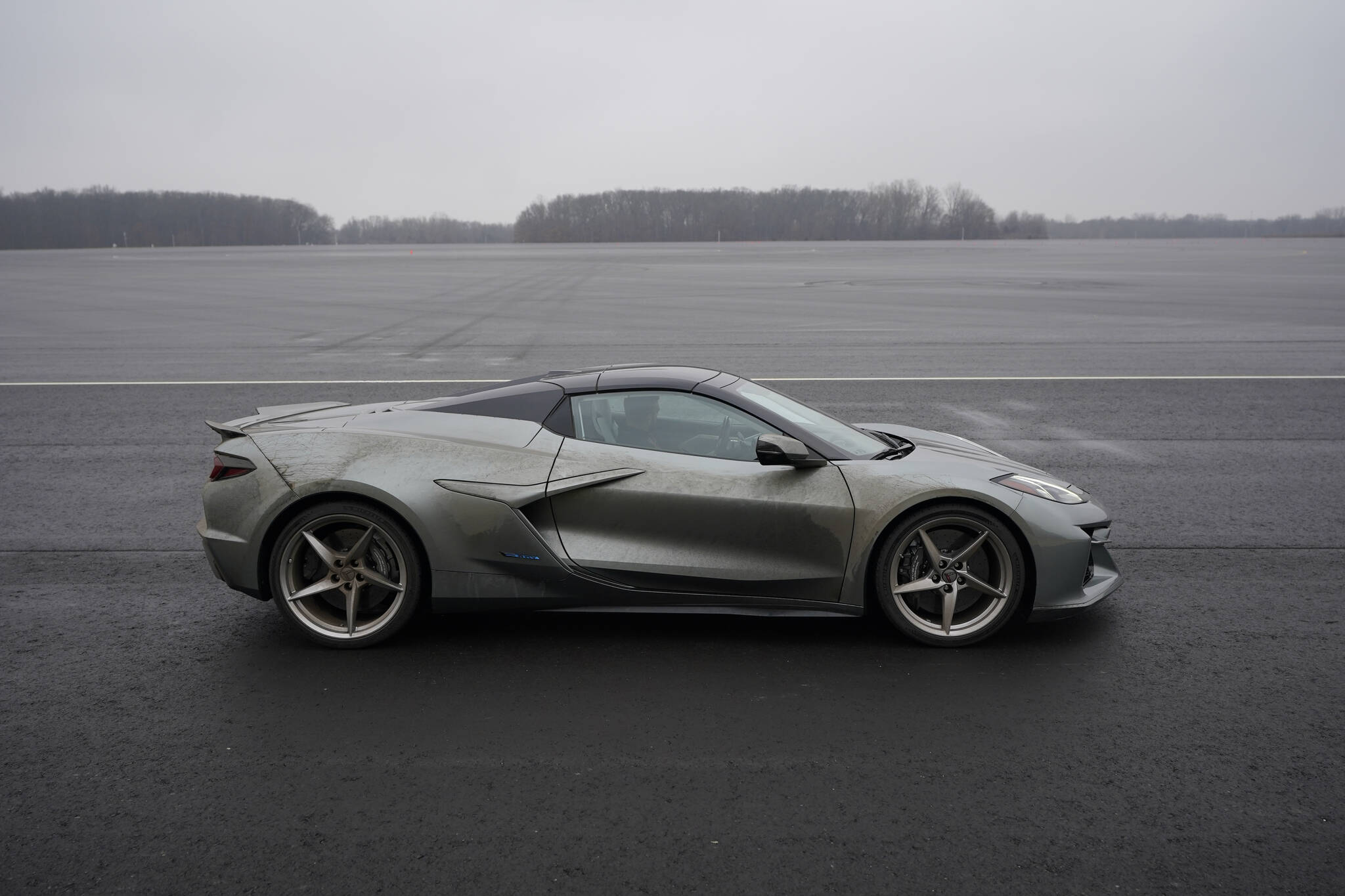 The 2024 Corvette E Ray test vehicle is seen, Thursday, Jan. 12, 2023, in Milford Mich. The E-Ray is a gas electric hybrid, the first all-wheel-drive version of Chevrolet's storied sports car with the front wheels running on an electric motor the traditional 6.2-liter V8 powering the back.. (AP Photo/Carlos Osorio)