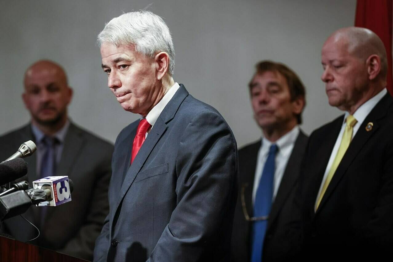 Shelby County District Attorney Steve Mulroy answers questions during a press conference on Thursday, Jan. 26, 2023, after five fired Memphis Police Officers were charged in the murder of Black motorist Tyre Nichols. (Mark Weber/Daily Memphian via AP)