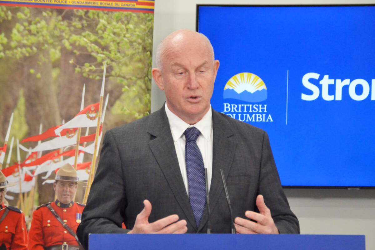 B.C. Solicitor General Mike Farnworth announced the $25 million program to target repeat violent offenders in Langley on Tuesday, March 14. (Matthew Claxton/Langley Advance Times)