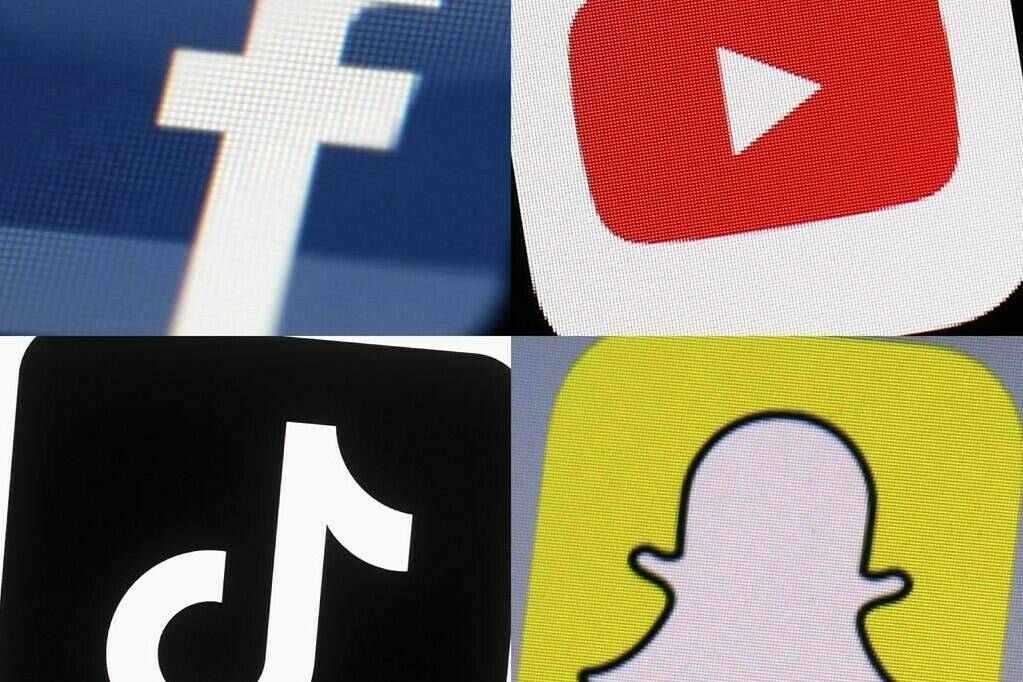 Content creators who typically avoid politics have spent the last year diving into the parliamentary process as they’ve watched the Liberal government’s controversial online streaming act move through the bill’s various stages. This combination of 2017-2022 photos shows the logos of Facebook, YouTube, TikTok and Snapchat on mobile devices. THE CANADIAN PRESS/AP